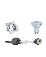 OSRAM - LED Spot Set - Parathom PAR16 927 36D - GU10 Fitting - Dimbaar - Inbouw Vierkant - Glans Chroom - 3.7W - Warm Wit 2700K - Kantelbaar 80mm