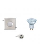 OSRAM - LED Spot Set - Parathom PAR16 930 36D - GU10 Fitting - Waterdicht IP65 - Dimbaar - Inbouw Vierkant - Mat Chroom - 3.7W - Warm Wit 3000K - 82mm