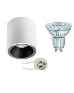 OSRAM - Opbouwspot Set - Parathom PAR16 927 36D - Pragmi Cliron Pro - GU10 Fitting - Dimbaar - Opbouw Rond - Mat Wit/Zwart - 3.7W - Warm Wit 2700K - Verdiept - Ø90mm