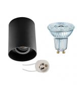 OSRAM - Opbouwspot Set - Parathom PAR16 927 36D - Pragmi Luxina Pro - GU10 Fitting - Dimbaar - Opbouw Rond - Mat Zwart - 3.7W - Warm Wit 2700K - Verdiept - Kantelbaar - Ø90mm