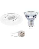 PHILIPS - LED Spot Set - MASTER 927 36D VLE - Pragmi Domy Pro - GU10 Fitting - DimTone Dimbaar - Inbouw Rond - Mat Wit - 3.7W - Warm Wit 2200K-2700K - Verdiept - Kantelbaar - Ø105mm