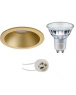 PHILIPS - LED Spot Set - MASTER 927 36D VLE - Pragmi Pollon Pro - GU10 Fitting - DimTone Dimbaar - Inbouw Rond - Mat Goud - 3.7W - Warm Wit 2200K-2700K - Verdiept - Ø82mm