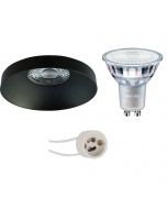 PHILIPS - LED Spot Set - MASTER 927 36D VLE - Pragmi Vrito Pro - GU10 Fitting - DimTone Dimbaar - Inbouw Rond - Mat Zwart - 3.7W - Warm Wit 2200K-2700K - Ø82mm