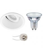 PHILIPS - LED Spot Set - MASTER 927 36D VLE - Pragmi Zano Pro - GU10 Fitting - DimTone Dimbaar - Inbouw Rond - Mat Wit - 3.7W - Warm Wit 2200K-2700K - Kantelbaar - Ø93mm