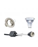 PHILIPS - LED Spot Set - SceneSwitch 827 36D - GU10 Fitting - Dimbaar - Inbouw Rond - Mat Nikkel - 1.5W-5W - Warm Wit 2200K-2700K - Kantelbaar Ø83mm