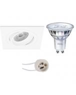 PHILIPS - LED Spot Set - SceneSwitch 827 36D - Pragmi Borny Pro - GU10 Fitting - Dimbaar - Inbouw Vierkant - Mat Wit - 1.5W-5W - Warm Wit 2200K-2700K - Kantelbaar - 92mm