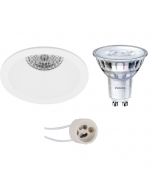 PHILIPS - LED Spot Set - SceneSwitch 827 36D - Pragmi Pollon Pro - GU10 Fitting - Dimbaar - Inbouw Rond - Mat Wit - 1.5W-5W - Warm Wit 2200K-2700K - Verdiept - Ø82mm