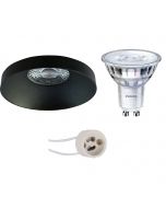 PHILIPS - LED Spot Set - SceneSwitch 827 36D - Pragmi Vrito Pro - GU10 Fitting - Dimbaar - Inbouw Rond - Mat Zwart - 1.5W-5W - Warm Wit 2200K-2700K - Ø82mm