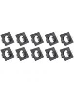 Spot Armatuur 10 Pack - GU10 Fitting - Inbouw Vierkant - Mat Zwart Aluminium - Kantelbaar 80mm