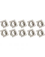 Spot Armatuur 10 Pack - Trion - GU10 Fitting - Inbouw Vierkant - Mat Nikkel Aluminium - Kantelbaar 80mm