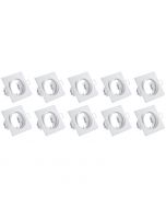 Spot Armatuur 10 Pack - Trion - GU10 Fitting - Inbouw Vierkant - Mat Wit Aluminium - Kantelbaar 80mm