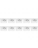 Spot Armatuur 10 Pack - Pragmi Nivas Pro - GU10 Fitting - Inbouw Vierkant - Mat Wit - Aluminium - Trimless - Kantelbaar - 150mm