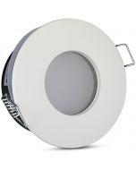 Spot Armatuur GU10 - Waterdicht IP65 - Inbouw Rond - Mat Wit Aluminium/Glas - Ø82mm