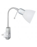 Stopcontact Lamp met Schakelaar - Rond - Mat Chroom - Aluminium - E14