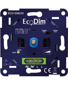 EcoDim - LED Dimmer - ECO-DIM.03 - Fase Aan- en Afsnijding RLC - Inbouw - Enkel Knop - 0-500W