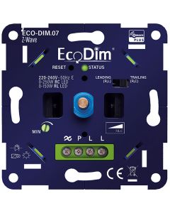 EcoDim - LED Dimmer - Smart WiFi - ECO-DIM.07 - Fase Afsnijding RC - Z-Wave - Inbouw - Enkel Knop - 0-200W