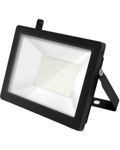 LED Bouwlamp 100 Watt - LED Schijnwerper - Aigi Stado - Helder/Koud Wit 6400K - Waterdicht IP65 - Mat Zwart - Aluminium