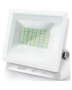 LED Bouwlamp 30 Watt - LED Schijnwerper - Aigi Iglo - Helder/Koud Wit 6400K - Waterdicht IP65 - Mat Wit - Aluminium