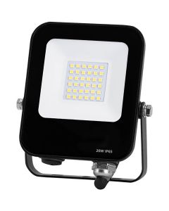 LED Bouwlamp - LED Schijnwerper - Aigi Rekan - 20 Watt - Helder/Koud Wit 6500K - Waterdicht IP65 - Rechthoek - Mat Zwart - Aluminium