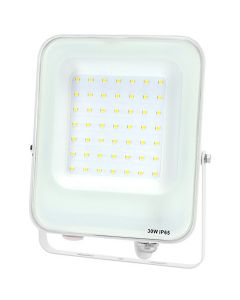 LED Bouwlamp - LED Schijnwerper - Aigi Rekan - 30 Watt - Natuurlijk Wit 4000K - Waterdicht IP65 - Rechthoek - Mat Wit - Aluminium