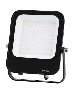 LED Bouwlamp - LED Schijnwerper - Aigi Rekan - 50 Watt - Helder/Koud Wit 6500K - Waterdicht IP65 - Rechthoek - Mat Zwart - Aluminium