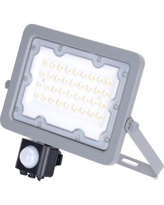 LED Bouwlamp met Sensor - Aigi Zuino - 30 Watt - Natuurlijk Wit 4000K - Waterdicht IP65 - Kantelbaar - Mat Grijs - Aluminium