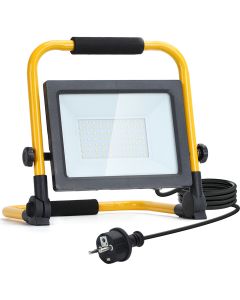 LED Bouwlamp met Stekker + Statief - Aigi Esol - 50 Watt - Helder/Koud Wit 6500K - Waterdicht IP65 - Kantelbaar