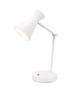 LED Bureaulamp - Tafelverlichting - Trion Ewomi - E27 Fitting - Rond - Mat Wit - Aluminium 2