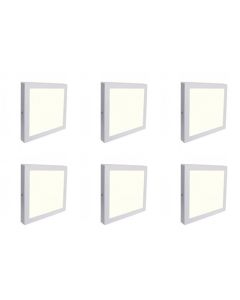 LED Downlight 6 Pack - Opbouw Vierkant 12W - Natuurlijk Wit 4200K - Mat Wit Aluminium - 170mm