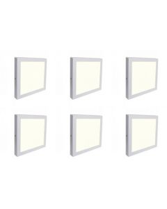 LED Downlight 6 Pack - Opbouw Vierkant 18W - Natuurlijk Wit 4200K - Mat Wit Aluminium - 225mm