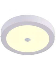 LED Downlight - Facto Dury - PIR Bewegingssensor 360° + Dag en Nacht Sensor - 20W - Warm Wit 2700K - Opbouw - Rond - Mat Wit - OSRAM LEDs