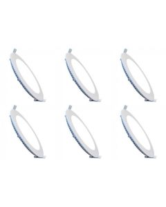 LED Downlight Slim 6 Pack - Inbouw - 6W - Helder/Koud Wit 6000K - Rond - Mat Wit - Aluminium - Ø120mm