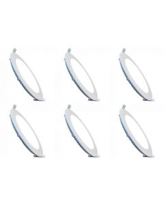 LED Downlight Slim 6 Pack - Inbouw Rond 3W - Dimbaar - Helder/Koud Wit 6000K - Mat Wit Aluminium - Ø90mm