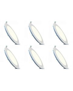 LED Downlight Slim 6 Pack - Inbouw Rond 3W - Dimbaar - Natuurlijk Wit 4200K - Mat Wit Aluminium - Ø83mm