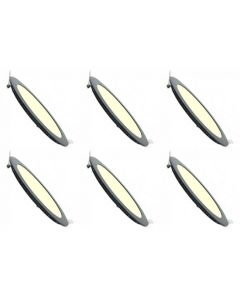 LED Downlight Slim 6 Pack - Inbouw Rond 6W - Dimbaar - Warm Wit 3000K - Mat Zwart Aluminium - Ø120mm