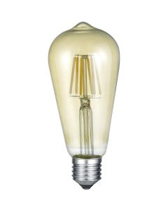 LED Lamp - Filament - Trion Kalon - E27 Fitting - 6W - Warm Wit 2700K - Amber - Aluminium