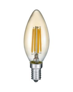 LED Lamp - Filament - Trion Kirza - 4W - E14 Fitting - Warm Wit 2700K - Dimbaar - Amber - Glas