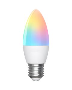 LED Lamp - Smart LED - Aigi Loney - Bulb C37 - 6.5W - E27 Fitting - Slimme LED - Wifi LED - RGB - Aanpasbare Kleur - Mat Wit - Kunststof