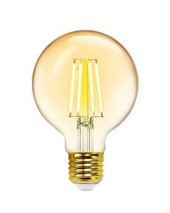 LED Lamp - Smart LED - Aigi Rixona - Bulb G80 - 6W - E27 Fitting - Slimme LED - Wifi LED + Bluetooth - Aanpasbare Kleur - Amber - Glas