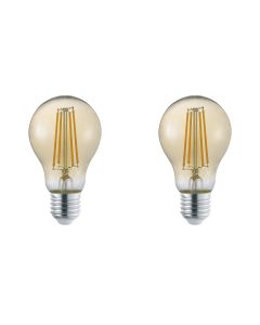 LED Lamp - Trion Lamba - Set 2 Stuks - E27 Fitting - 4W - Warm Wit 3000K - Amber - Glas