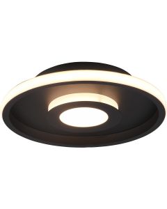 LED Plafondlamp - Badkamerlamp - Trion Asmaya - Opbouw Rond 28W - Spatwaterdicht IP44 - Dimbaar - Warm Wit 3000K - Mat Zwart - Aluminium