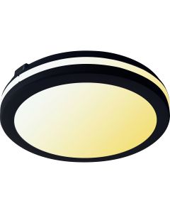 LED Plafondlamp - Badkamerlamp - Artony - 15W - Helder/Koud Wit 6400K - Waterdicht IP65 - Opbouw - Rond - Zwart