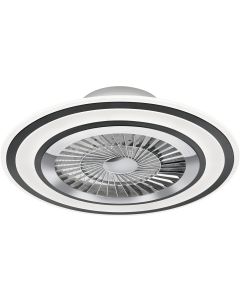 LED Plafondlamp met Ventilator - Plafondventilator - Trion Figon - 36W - Aanpasbare Kleur - Rond - Mat Zwart - Kunststof