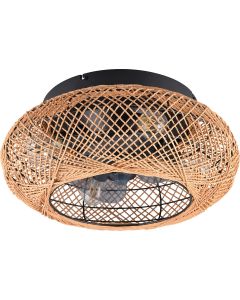 LED Plafondlamp met Ventilator - Plafondventilator - Trion Romina - 39W - Aanpasbare Kleur - RGBW - Rond - Mat Titaan - Kunststof