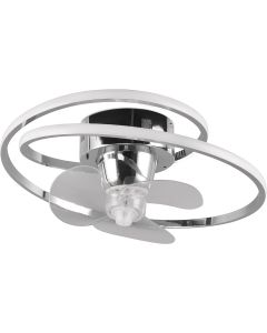 LED Plafondlamp met Ventilator - Plafondventilator - Trion Romina - 39W - Aanpasbare Kleur - RGBW - Rond - Mat Titaan - Kunststof