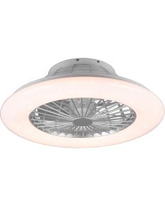 LED Plafondlamp met Ventilator - Plafondventilator - Trion Romina - 39W - Aanpasbare Kleur - RGBW - Rond - Mat Titaan - Kunststof