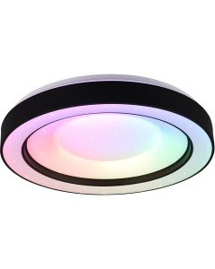 LED Plafondlamp - Plafondverlichting - Trion Aroma - 22W - RGBW - Dimbaar - Aanpasbare Kleur - Afstandsbediening - Sterlicht - Rond - Mat Zwart - Kunststof