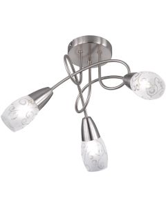 LED Plafondlamp - Plafondverlichting - Trion Kalora - E14 Fitting - Rond - Mat Nikkel - Aluminium