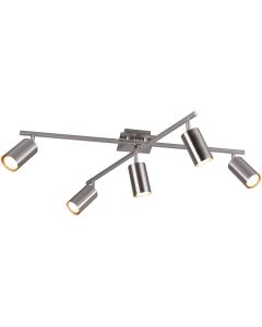 LED Plafondlamp - Plafondverlichting - Trion Mary - GU10 Fitting - 5-lichts - Rechthoek - Mat Nikkel - Aluminium