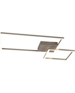 LED Plafondlamp - Plafondverlichting - Trion Paderno - 25W - Natuurlijk Wit 4000K - Dimbaar - Rechthoek - Mat Nikkel - Aluminium